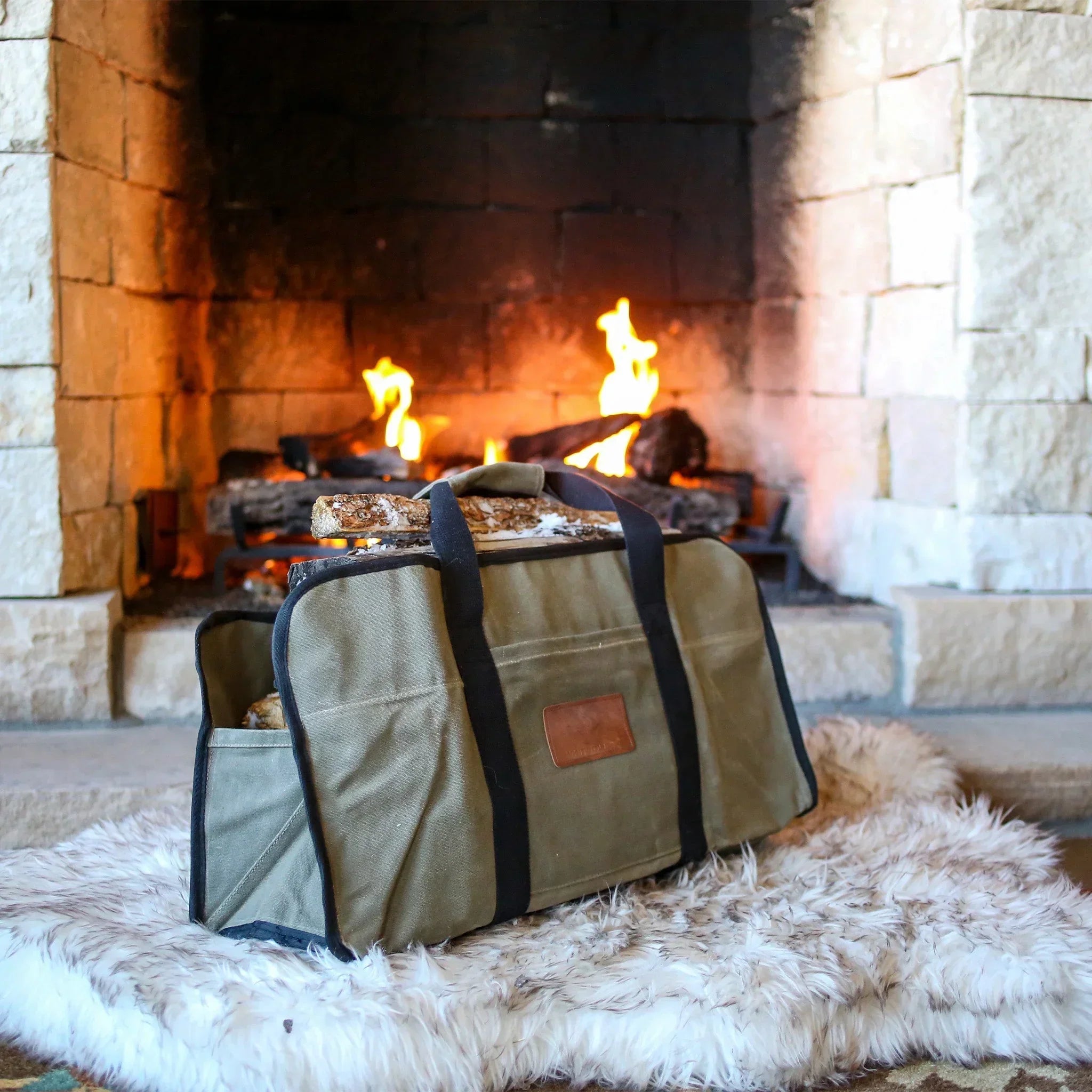 Tote Shape Canvas Firewood Log Carriers - Green Vista Living