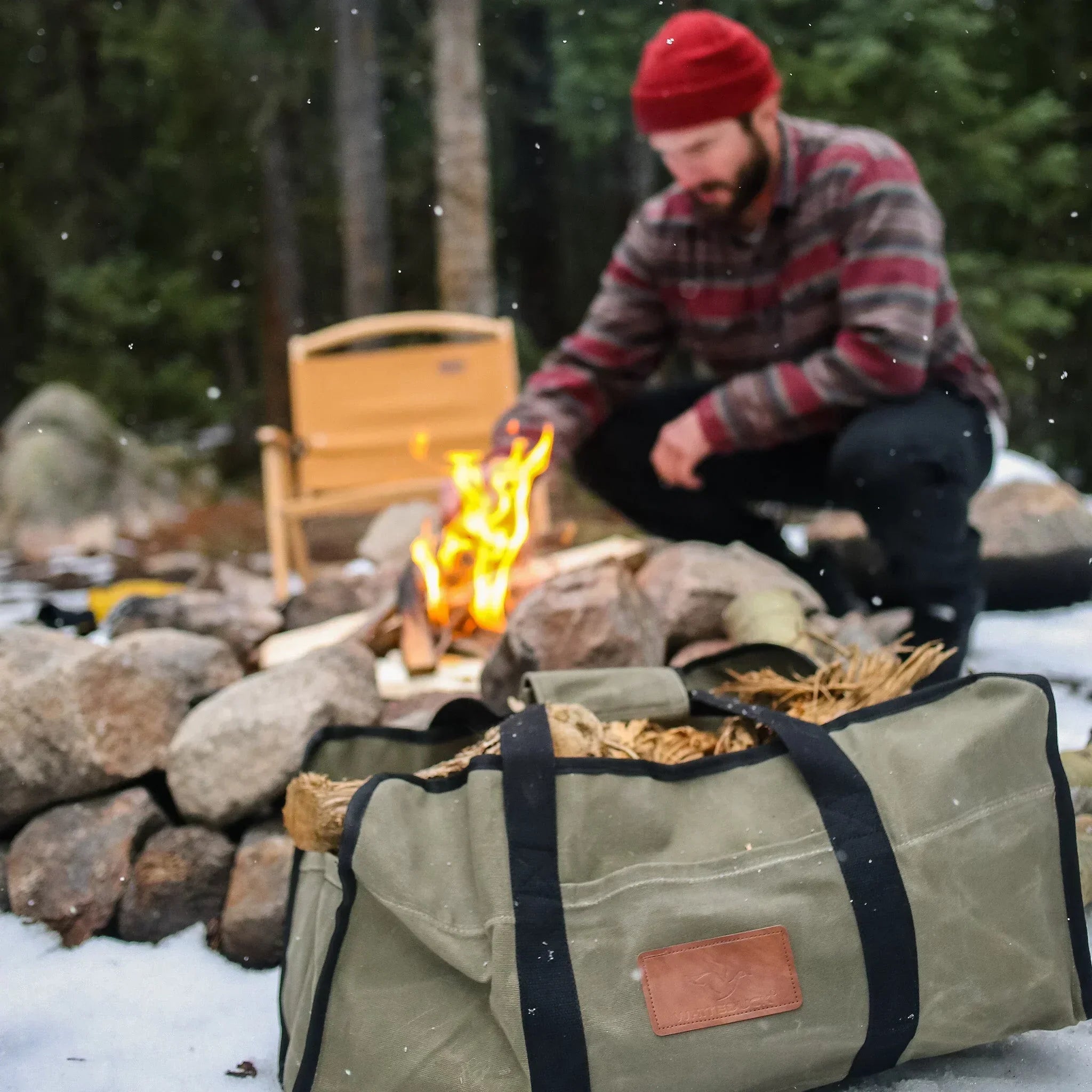 Tote Shape Canvas Firewood Log Carriers - Green Vista Living