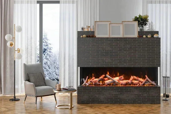 Amantii 55 Inch Tru View Bespoke Built-In Indoor / Outdoor 3 Sided Electric Fireplace - Green Vista Living