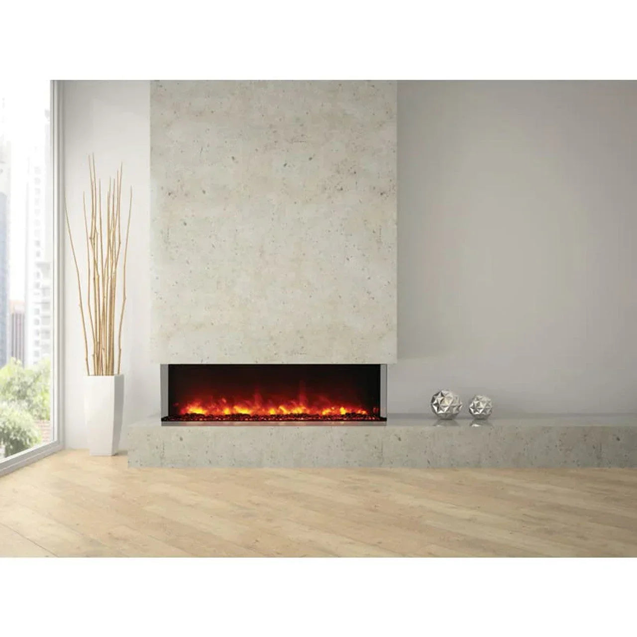 Amantii 72 Inch Tru-View XL Deep Built-In Indoor Outdoor 3 Three Sided Electric Fireplace - Green Vista Living