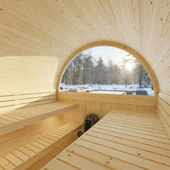 Turku Finnish Barrel Sauna with Terrace and WiFi Heater - Finnish Sauna Builders - Green Vista Living