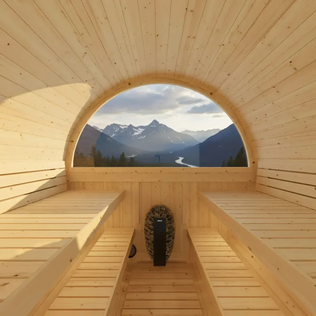 Turku Finnish Barrel Sauna with Terrace and WiFi Heater - Finnish Sauna Builders - Green Vista Living