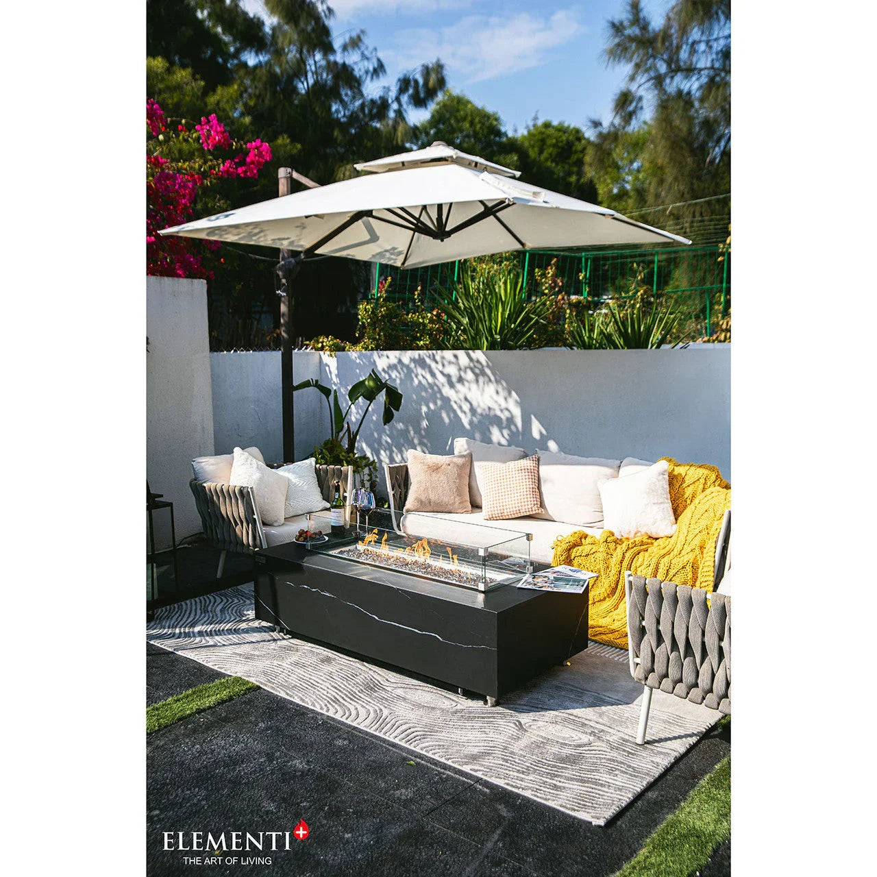 Elementi Plus - Varna Marble Porcelain Fire Table 60" - Green Vista Living