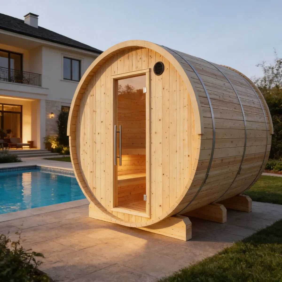 Vassa Finnish Barrel Sauna with WiFi Heater - Finnish Sauna Builders - Green Vista Living
