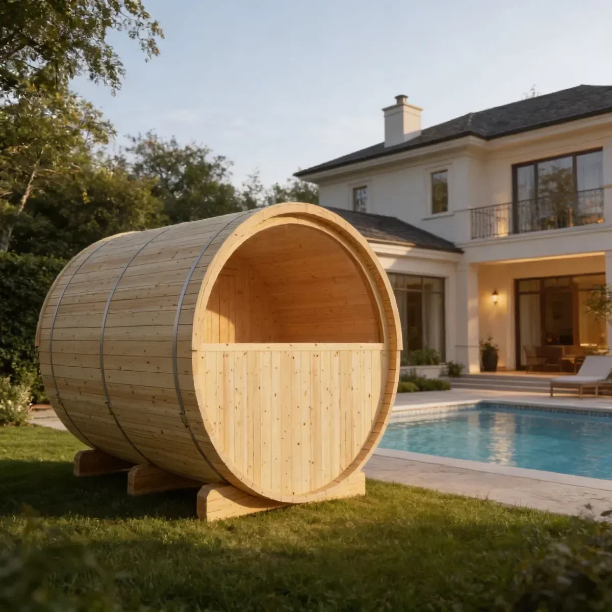 Vassa Finnish Barrel Sauna with WiFi Heater - Finnish Sauna Builders Finnish Sauna Builders