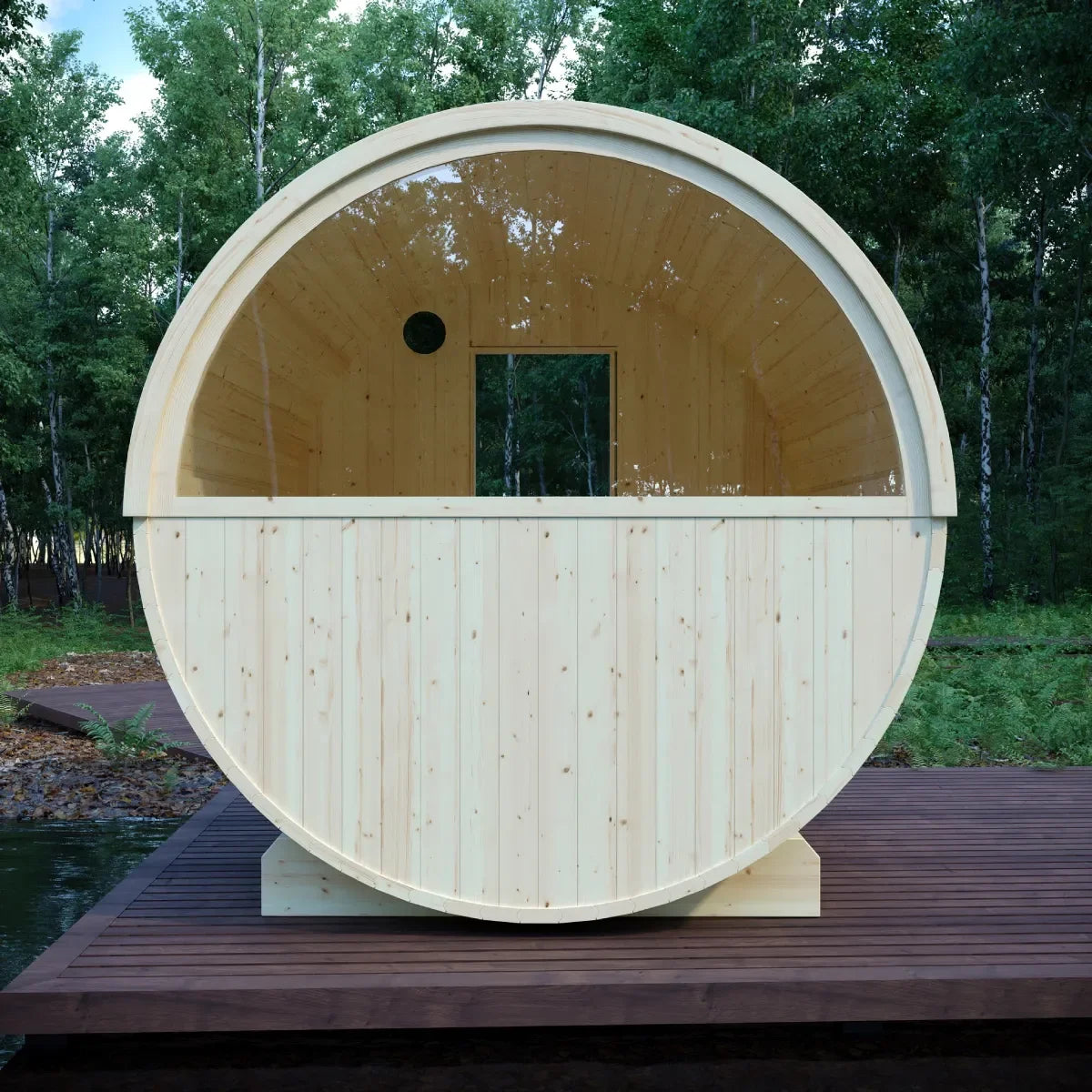 Vassa Finnish Barrel Sauna with WiFi Heater - Finnish Sauna Builders Finnish Sauna Builders