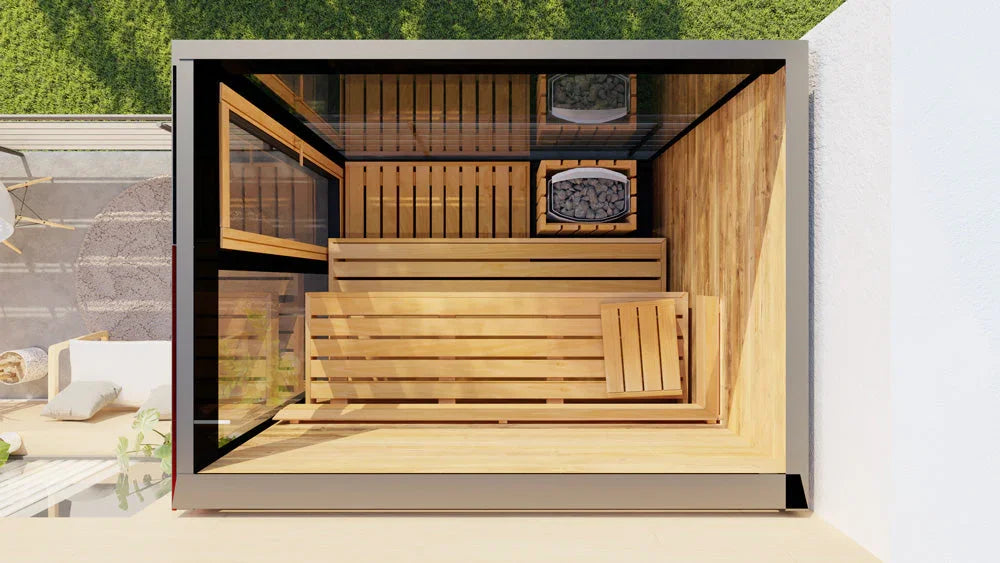 Thermasol Vera - Glass, 2-3 Person, Outdoor Sauna - Green Vista Living