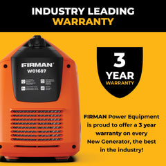 FIRMAN Power Equipment Gas Inverter Portable Generator 2000/1600W Recoil Start
