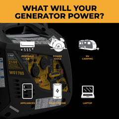 FIRMAN Power Equipment Inverter Portable Generator 2100/1700W Recoil Start with CO Alert