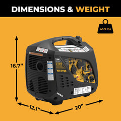 FIRMAN Power Equipment Inverter Portable Generator 2100/1700W Recoil Start with CO Alert