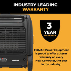 FIRMAN Power Equipment Inverter Portable Generator 3650/3300W WITH CO ALERT