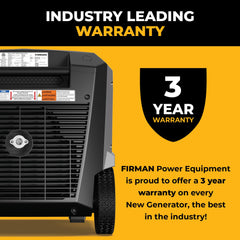 FIRMAN Power Equipment Gas Inverter Portable Generator 7850/6300 Watt Remote Start 120/240V CO Alert