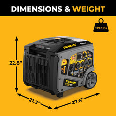 FIRMAN Power Equipment Gas Inverter Portable Generator 7850/6300 Watt Remote Start 120/240V CO Alert
