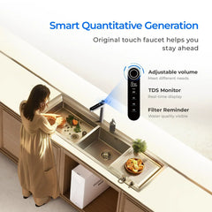 Waterdrop smart touch kitchen faucet with TDS monitor and adjustable volume next to sink