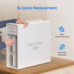 Waterdrop 800G countertop water filter system with easy twist-and-pull cartridge replacement