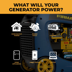 FIRMAN Power Equipment Dual Fuel Inverter Portable Generator 4125/3300W Electric Start with CO ALERT
