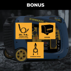 FIRMAN Power Equipment Dual Fuel Inverter Portable Generator 4125/3300W Electric Start with CO ALERT