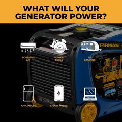 FIRMAN Power Equipment Dual Fuel Inverter Portable Generator 4000/3200W Electric Start with CO ALERT