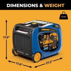 FIRMAN Power Equipment Dual Fuel Inverter Portable Generator 4000/3200W Electric Start with CO ALERT