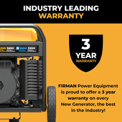 FIRMAN Power Equipment Dual Fuel Open Frame Inverter 4400/3500W Electric Start with CO ALERT