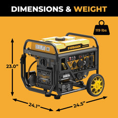 FIRMAN Power Equipment Dual Fuel Open Frame Inverter 4400/3500W Electric Start with CO ALERT