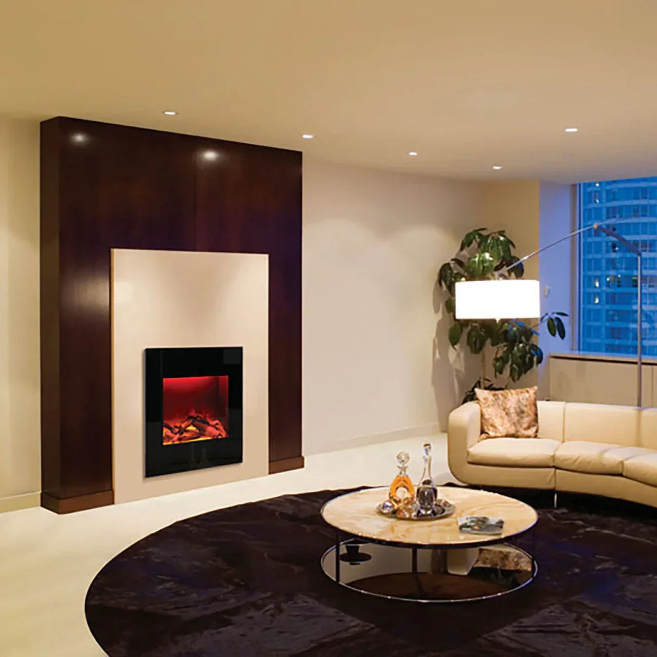 Amantii 24 inch WM-BI-2428-VLR-BG Zero Clearance Built-in Smart Corner Electric Fireplace - Green Vista Living