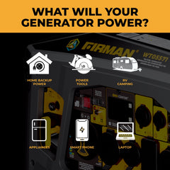 FIRMAN Power Equipment Tri Fuel Inverter Portable Generator 6850W Electric Start With CO Alert