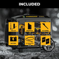 FIRMAN Power Equipment Tri-Fuel Inverter Portable Generator 7850/6300W Electric Start 120/240V Parallel Ready with CO Alert