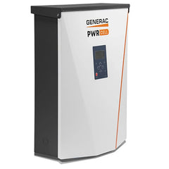 Generac white PWRcell inverter with black trim and digital display panel