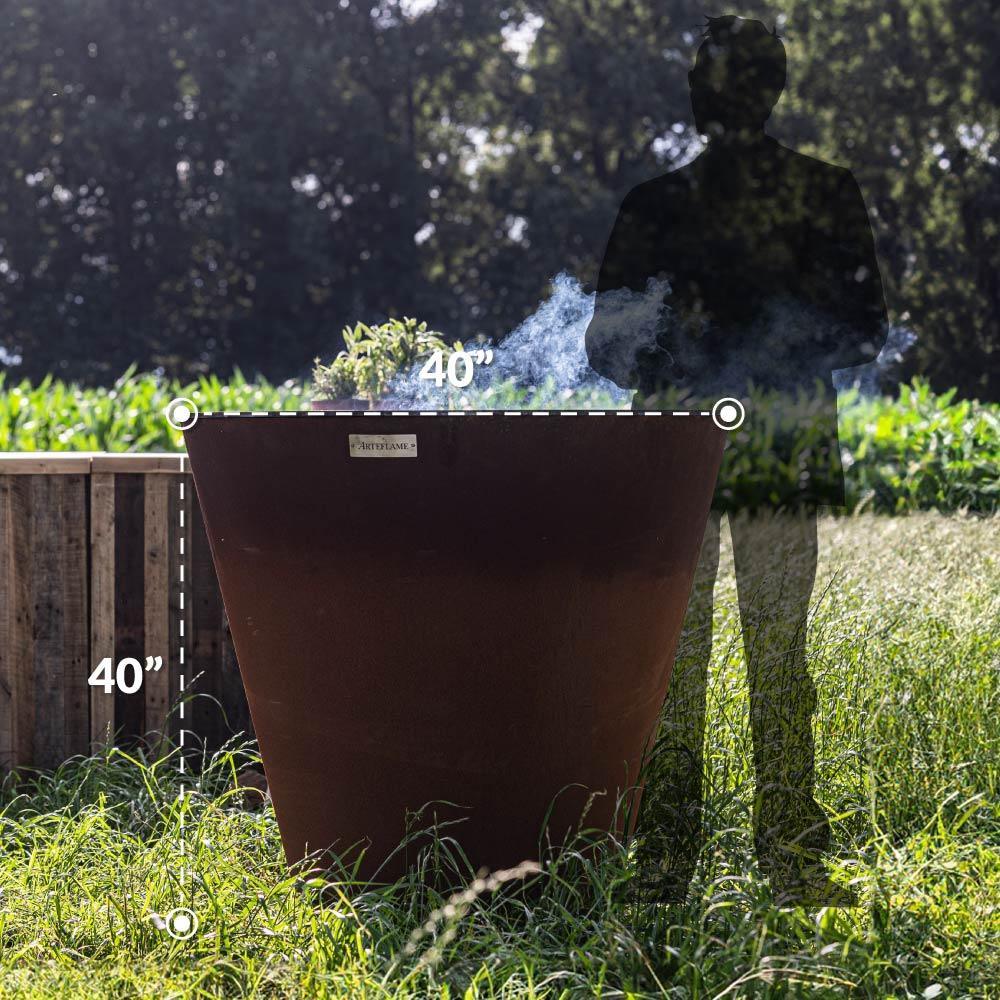 Arteflame Park Series — One-Piece CORTEN Steel Park Grill (30″ / 40″) with Half Griddle + Half Grill - Green Vista Living