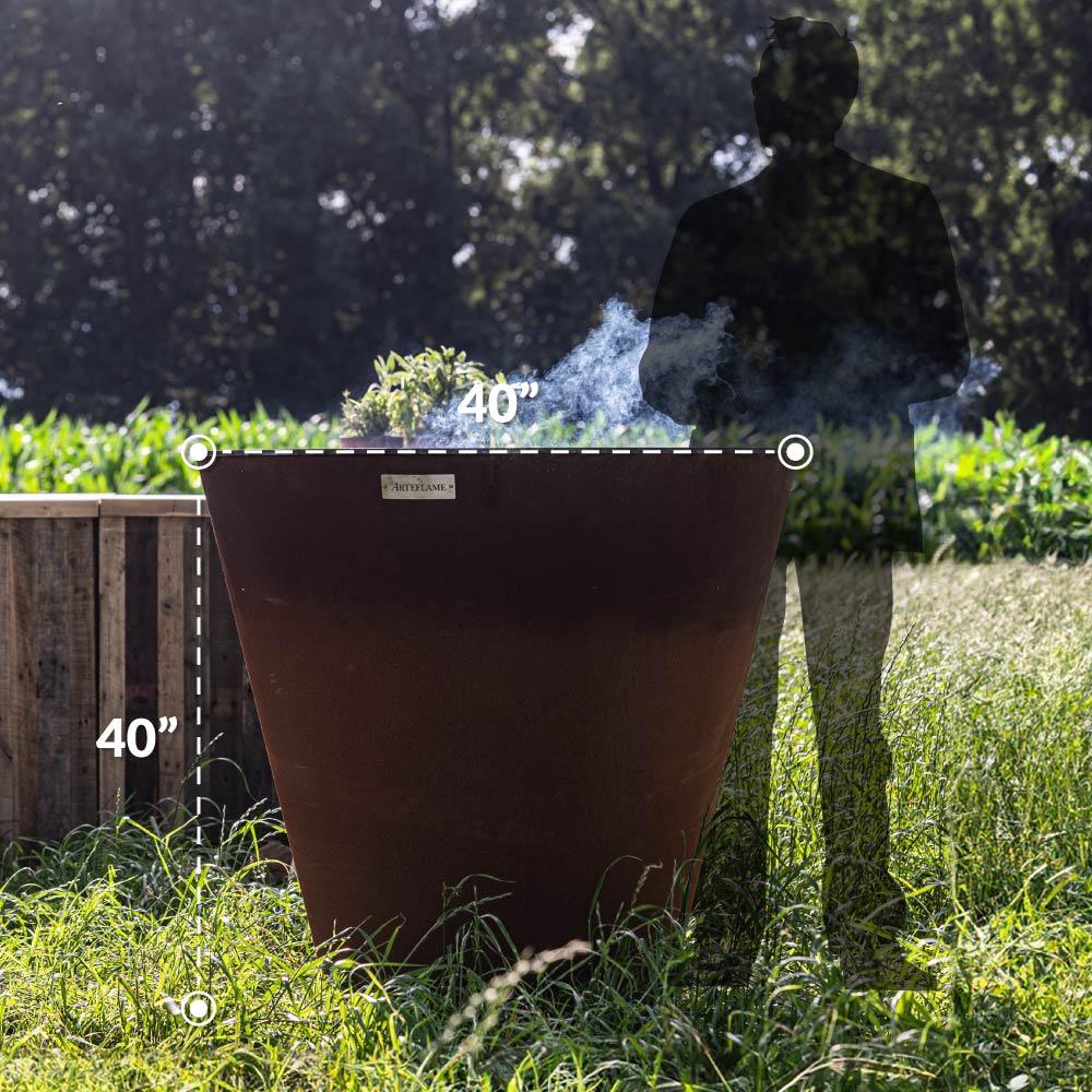 Arteflame Park Series — One-Piece CORTEN Steel Park Grill (30″ / 40″) with Half Griddle + Half Grill - Green Vista Living