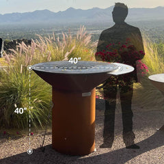 Arteflame Classic 40″ — Round Base Flat-Top Grill & Fire Bowl (CORTEN Steel) - Green Vista Living