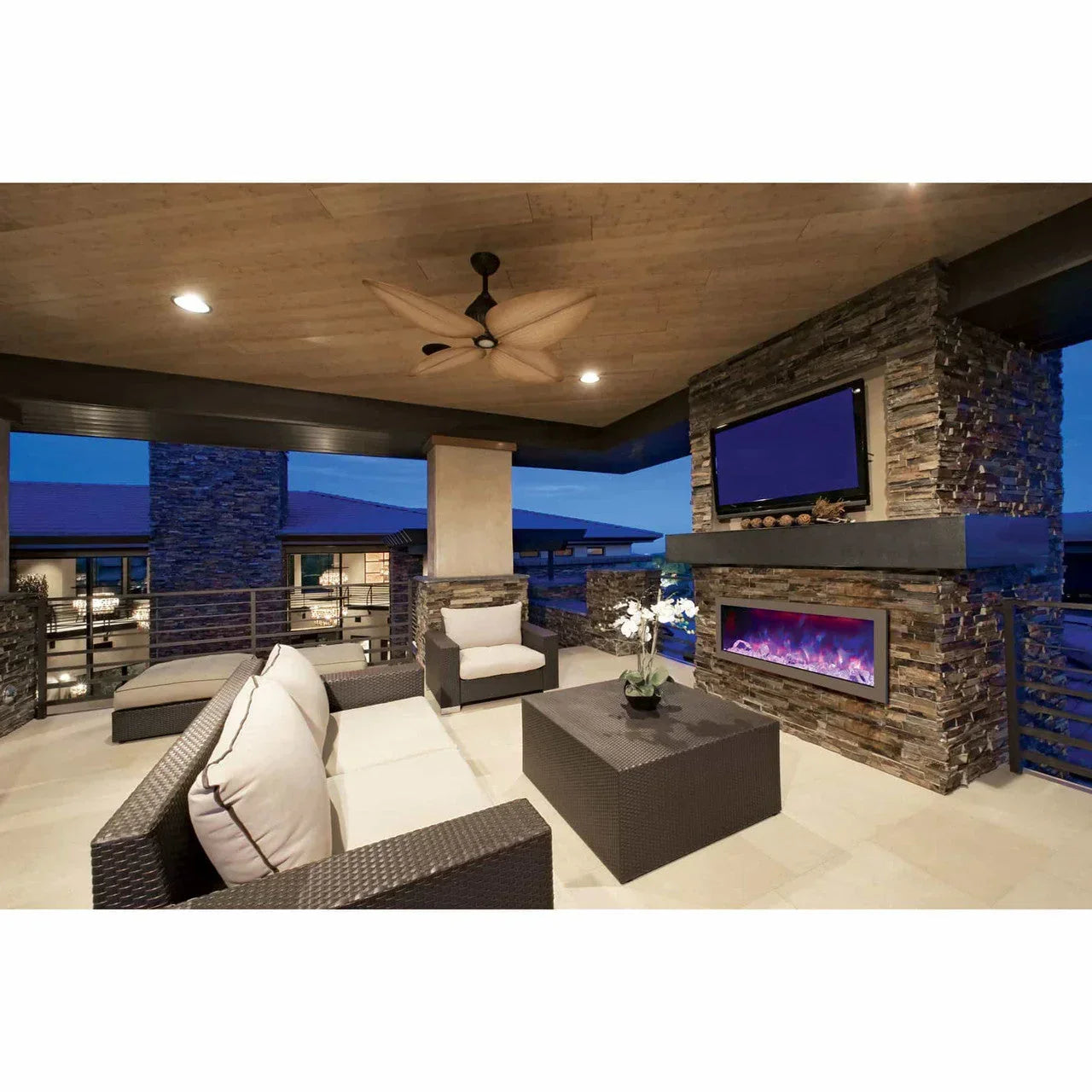Amantii 50 Inch Panorama Slim BI-50-SLIM-OD Linear Indoor or Outdoor Electric Fireplace - Green Vista Living
