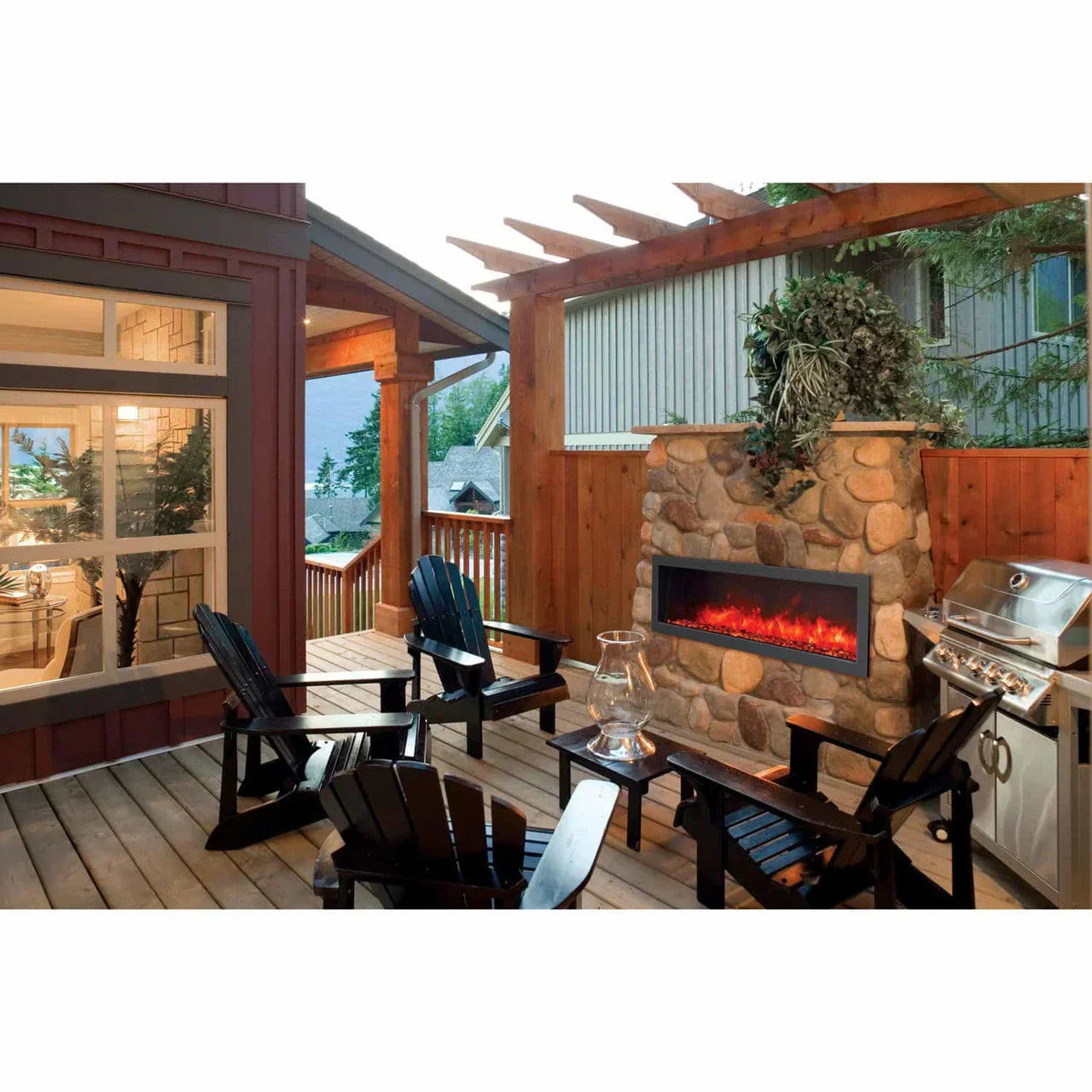 Amantii BI 60” SLIM Panorama Indoor/Outdoor Electric Fireplace with Remote - Green Vista Living