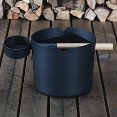 SaunaLife Accessory Package 6 | Aluminum 1-Gallon Sauna Bucket Set with Wood Ladle and Thermometer - Green Vista Living