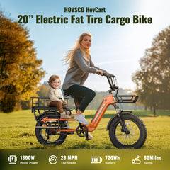 HOVSCO HovCart 20“ Step-Thru Electric Fat Tire Cargo Bike - Green Vista Living