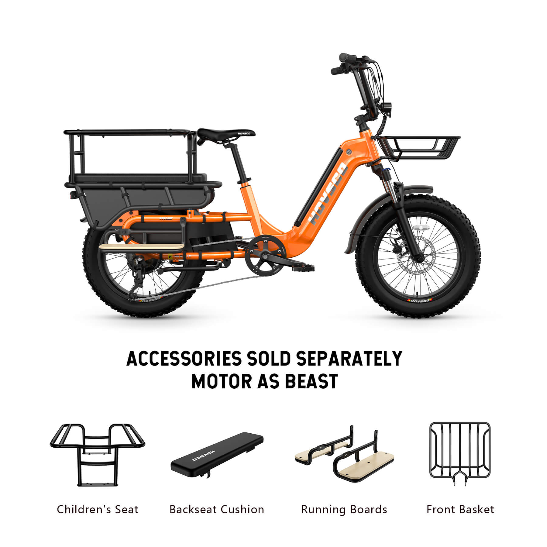 HOVSCO HovCart 20“ Step-Thru Electric Fat Tire Cargo Bike - Green Vista Living