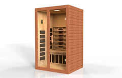 Golden Designs Near Zero EMF 2-Person Dynamic Full Spectrum "Santiago" FAR Infrared Sauna with Dark Honey Hemlock Wood | Model: DYN-6209-03 FS