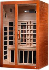 Golden Designs Near Zero EMF 2-Person Dynamic Full Spectrum "Santiago" FAR Infrared Sauna with Dark Honey Hemlock Wood | Model: DYN-6209-03 FS