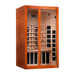Golden Designs Near Zero EMF 2-Person Dynamic Full Spectrum "Santiago" FAR Infrared Sauna with Dark Honey Hemlock Wood | Model: DYN-6209-03 FS