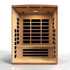 Golden Designs Ultra Low EMF 3-Person Dynamic "Lugano" FAR Infrared Sauna with Hemlock Wood | Model: DYN-6336-02 Elite