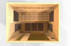 Golden Designs Near Zero EMF 3-Person Dynamic Full Spectrum "Lugano" FAR Infrared Sauna with Hemlock Wood | Model: DYN-6336-03 FS