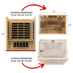 Golden Design "Bergamo Elite" Dynamic Ultra Low EMF Infrared Sauna 4-Person w/ Hemlock Wood | Model: DYN-6440-01 Elite