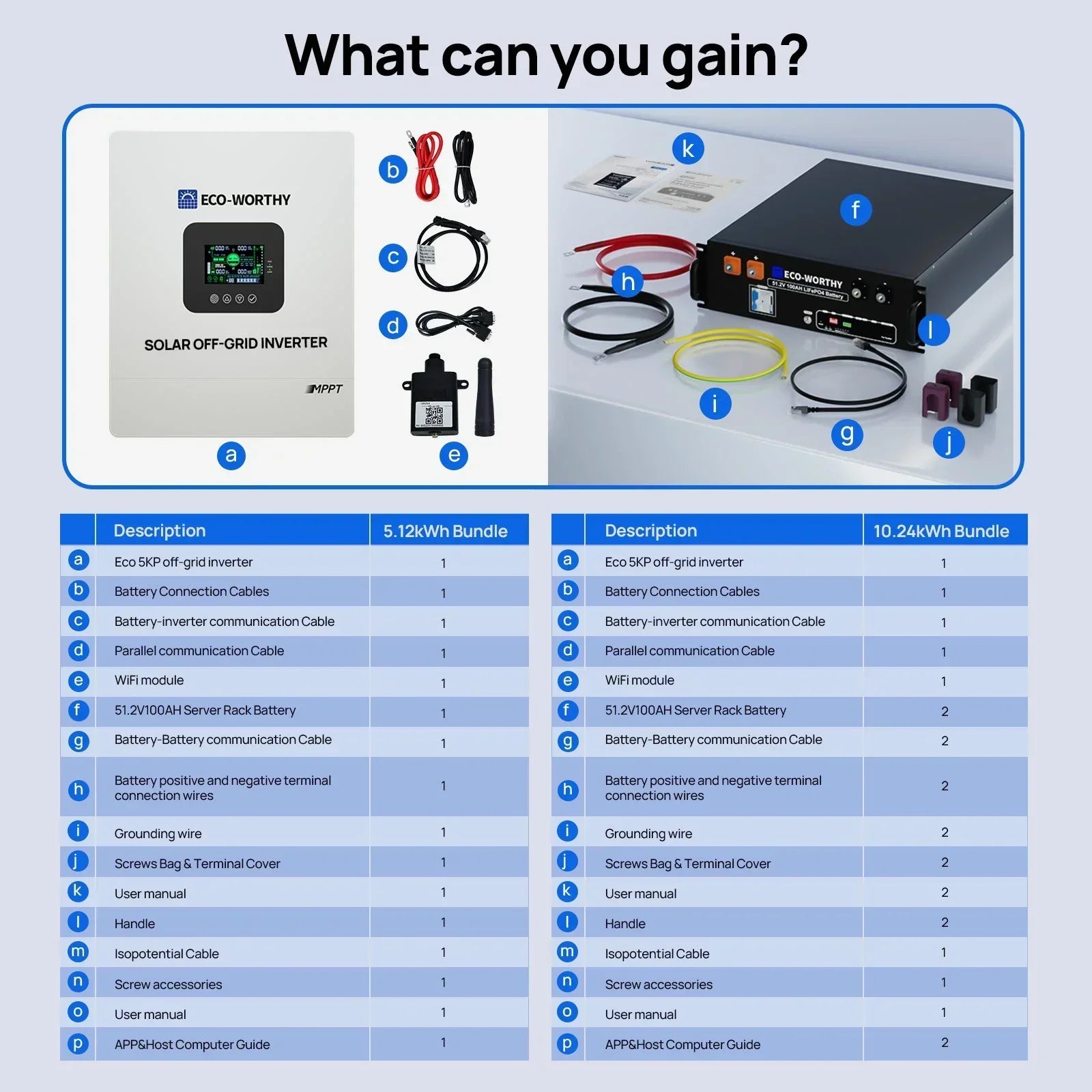 Off Grid Home Power Bundle | 5kW Inverter with 48V 100AH Server Rack Battery Eco-Worthy