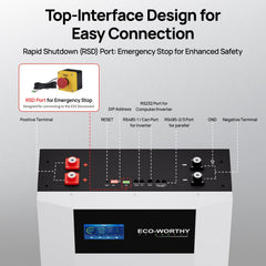 Eco-Worthy 48V 100AH Wall-Mount Lithium Battery LiFePO4 | -4℉ Charge Available | Bluetooth & WiFi | 10 Years Warranty