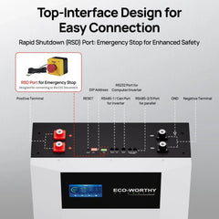 Eco-Worthy 48V 100AH Wall-Mount Lithium Battery LiFePO4 | -4℉ Charge Available | Bluetooth & WiFi | 10 Years Warranty