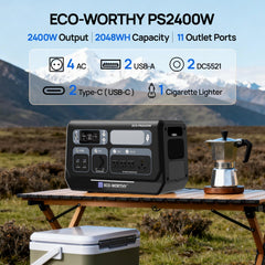 EcoWorthy 2400W Portable Power Station with 2048Wh Lithium Battery