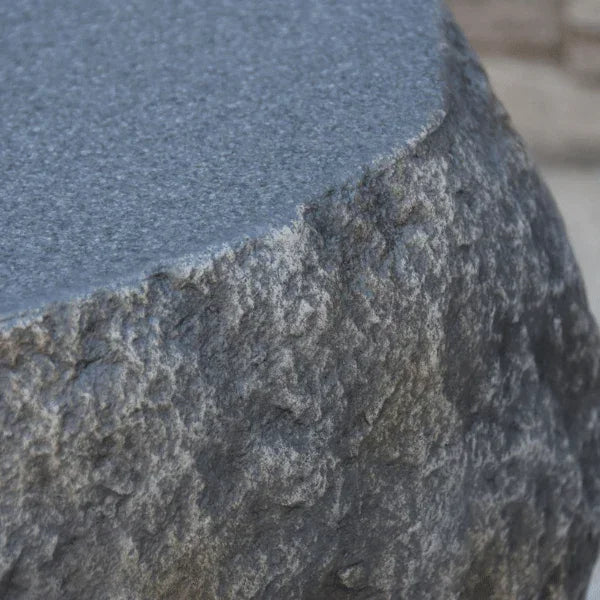 Elementi Boulder tank cover side corner, textured gray stone finish outdoor accessory