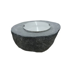 Elementi Fiery Rock fire table with stainless steel lid on white background