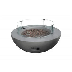 Elementi Lunar Bowl fire table with glass windscreen on white background